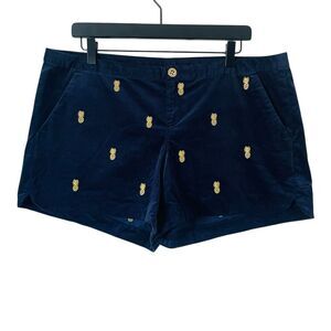 Lilly Pulitzer Adie Velvet Pineapple Shorts Blue Size 14